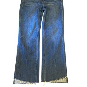 Klique B Cropped Flare Jeans Raw Hem Denim Size Women’s Small 26” Inseam